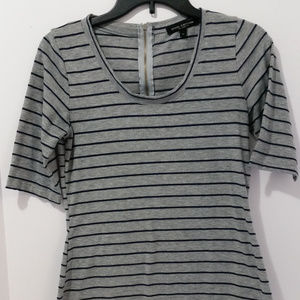Green Envelope Striped Zippered Tee